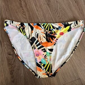 Tropical Print and Black Bikini Bottoms